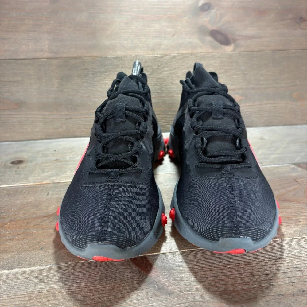 Nike React Element 55 Mens size 8 shoes Black Solar Red Running Sneakers